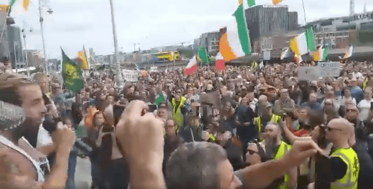 Video shows hundreds attending anti-mask protest in Dublin today