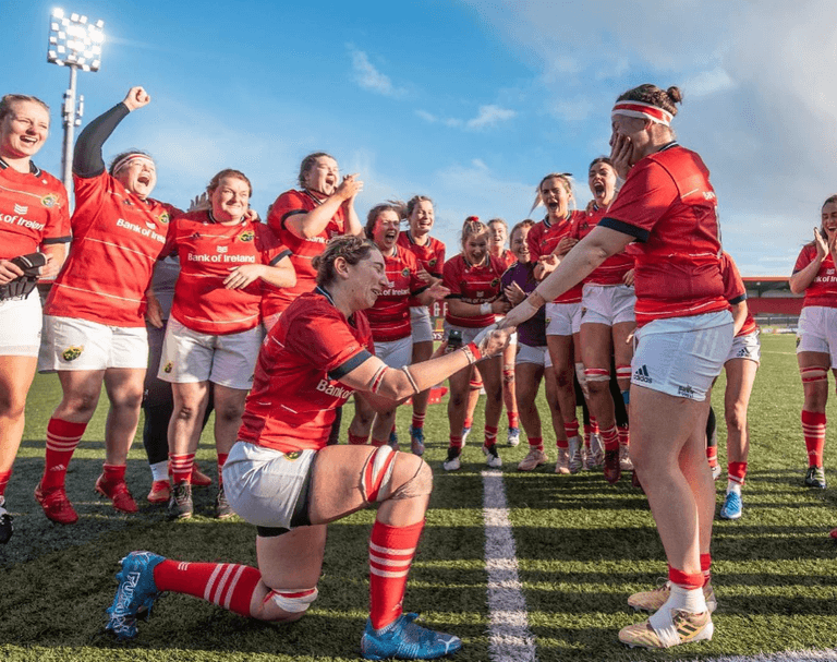 Munster rugby players engaged following surprise proposal at match