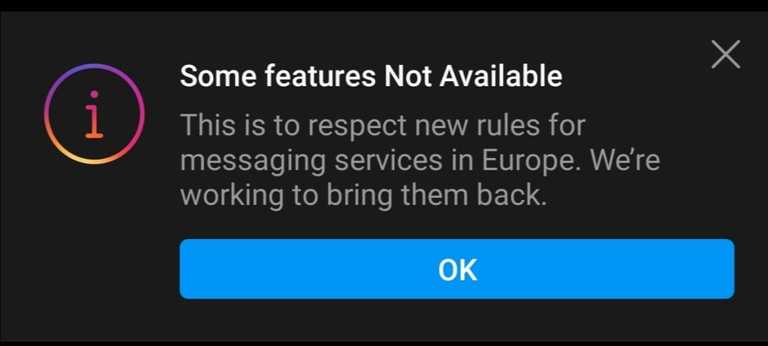 The explanation behind that “Some features not available” message on Instagram