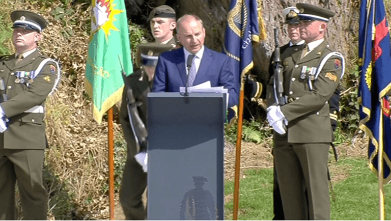 Soldier ‘did not suffer any injuries’ after fainting during Michael Collins speech