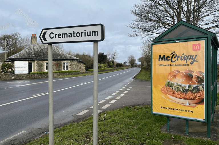 McDonald’s McCrispy ad beside crematorium leaves bad taste in people’s mouths