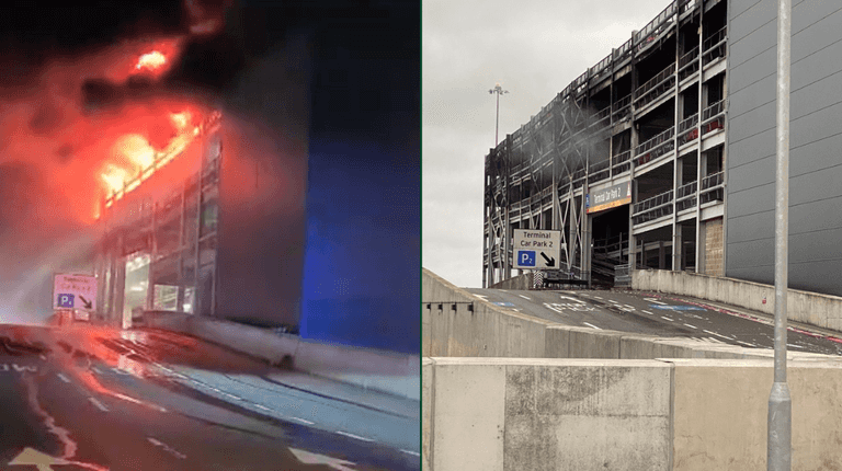Multiple Irish flights cancelled following a massive fire in Luton airport
