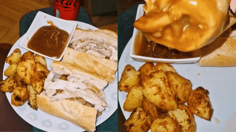 We are obsessed with the new chicken & stuffing baguette and roasties food trend