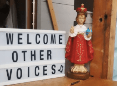 Dingle cafe puts out Child of Prague in the hopes of a dry weekend for Other Voices Dingle cafe puts out Child of Prague in the hopes of a dry weekend for Other Voices
