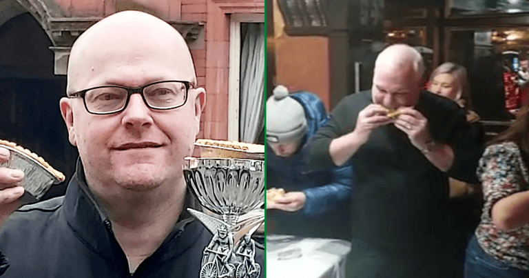 Man crowned World Pie Eating champion for third time after gobbling pie in 35 seconds Man crowned World Pie Eating champion for third time after gobbling pie in 35 seconds