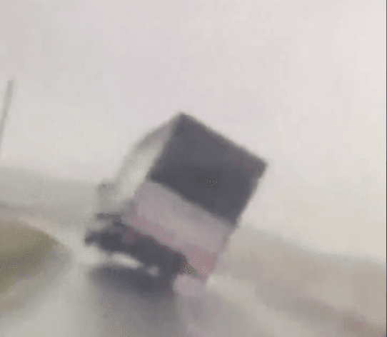 Watch: Terrifying moment as a truck blows over as winds from Storm Jorge pick up