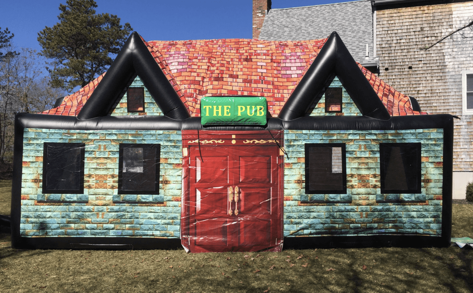 This inflatable pub is the adult version of a bouncy castle