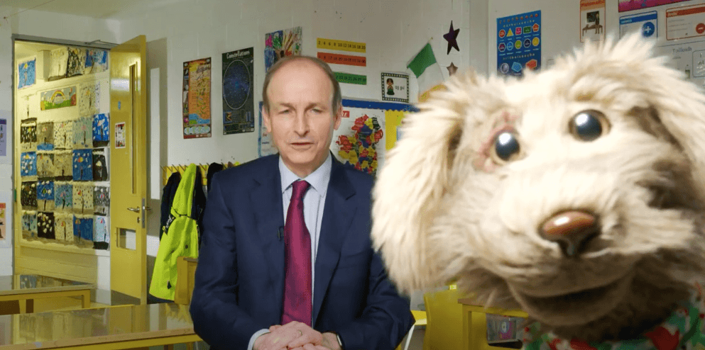 WATCH: Micheál Martin meets Séamus the Dog in Home School Hub preview