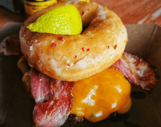 This bacon cheese donut burger is back in Galway