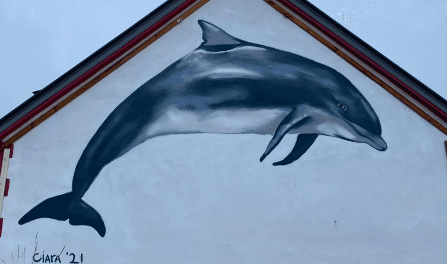 A Fungie mural was unveiled at the dolphin’s memorial service