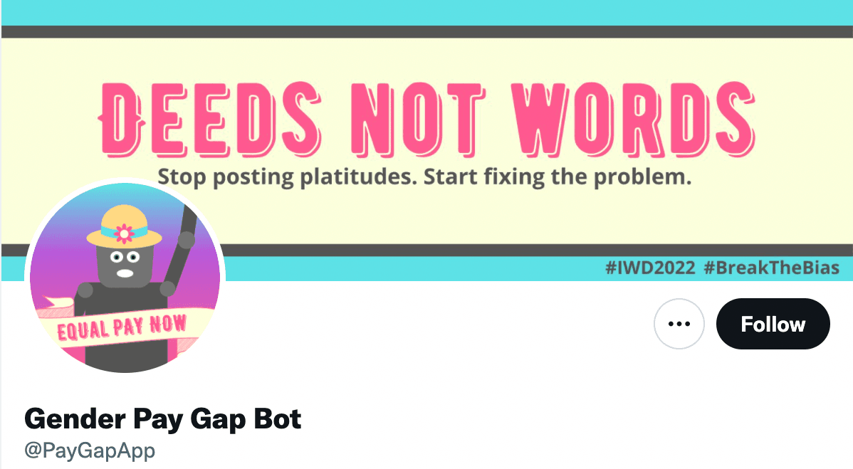 This Twitter account is calling out the gender pay gap for International Women’s Day