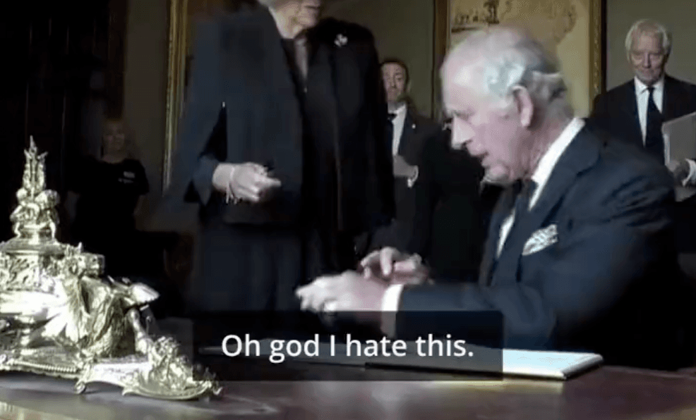 ‘Oh god I hate this’ – King Charles becomes frustrated with pen in County Down
