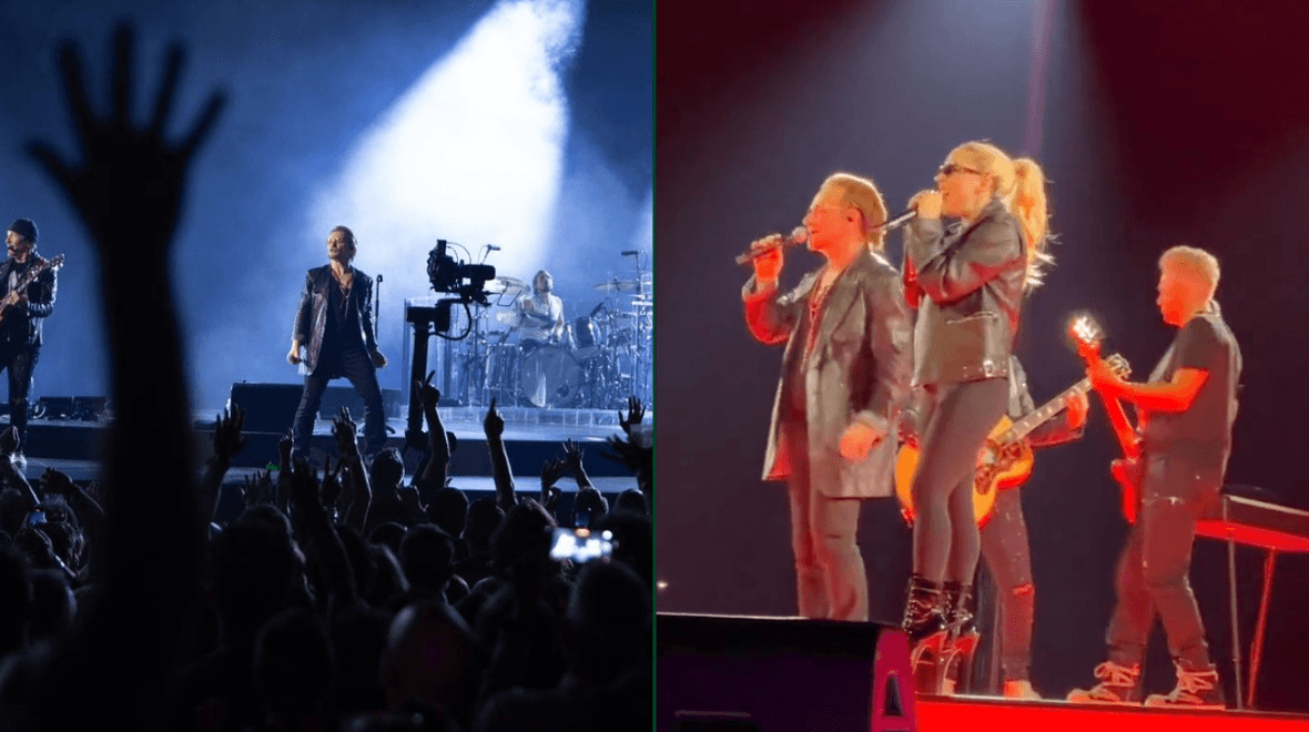 Lady Gaga joins U2 on stage at the Vegas Sphere for several songs