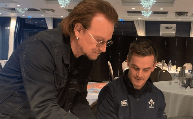 Bono helps Ireland prepare for England match by serving dinner to Johnny Sexton Bono helps Ireland prepare for England match by serving dinner to Johnny Sexton