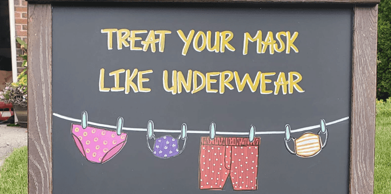 Hilarious sign encourages public to ‘treat your mask like underwear’ Hilarious sign encourages public to ‘treat your mask like underwear’
