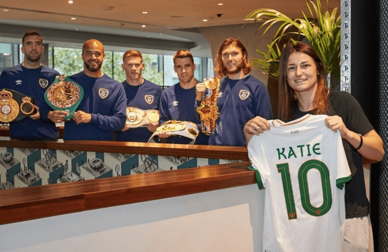 WATCH: Katie Taylor and the Ireland team are staying in the same London hotel and met up today WATCH: Katie Taylor and the Ireland team are staying in the same London hotel and met up today