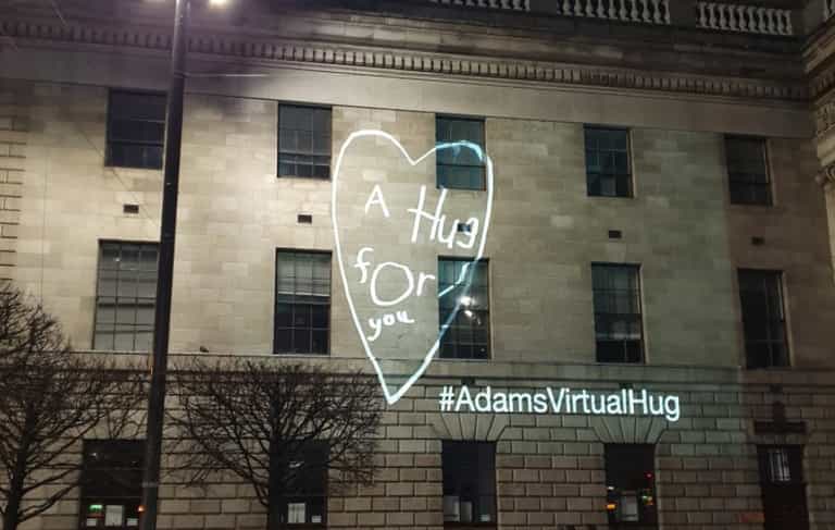 PICS: Adam King’s virtual hug sign the cause for many a smiling face last night PICS: Adam King’s virtual hug sign the cause for many a smiling face last night