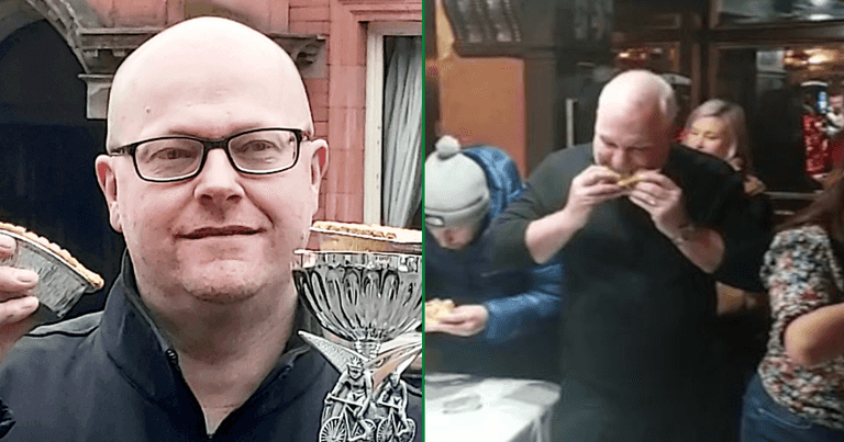 Man crowned World Pie Eating champion for third time after gobbling pie in 35 seconds Man crowned World Pie Eating champion for third time after gobbling pie in 35 seconds