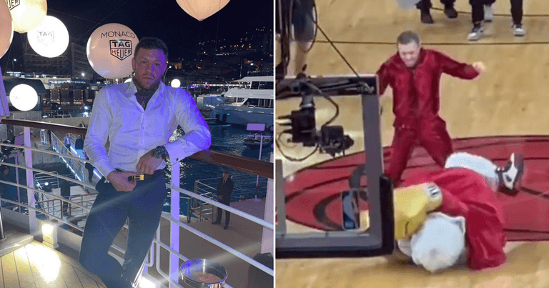 Conor McGregor hospitalises mascot following staged fight Conor McGregor hospitalises mascot following staged fight