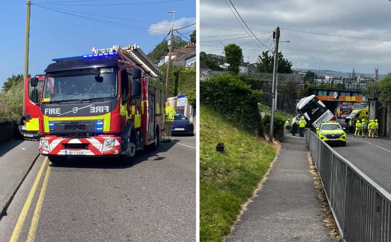 Disruption to Cork City traffic as bus crashes and becomes wedged under low bridge Disruption to Cork City traffic as bus crashes and becomes wedged under low bridge