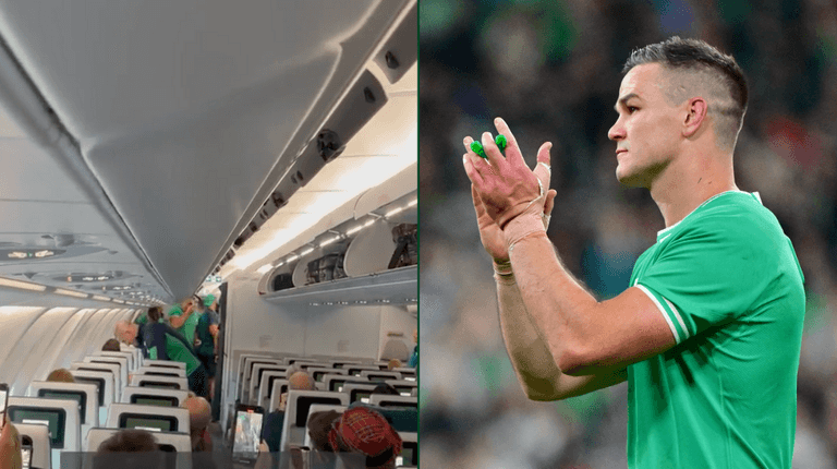 Jack Conan and Bundee Aki pull flight announcement stunt to cheer Sexton up Jack Conan and Bundee Aki pull flight announcement stunt to cheer Sexton up