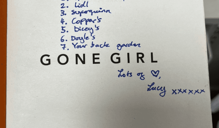 This uber Irish note in a second-hand copy of Gone Girl will give you a laugh This uber Irish note in a second-hand copy of Gone Girl will give you a laugh