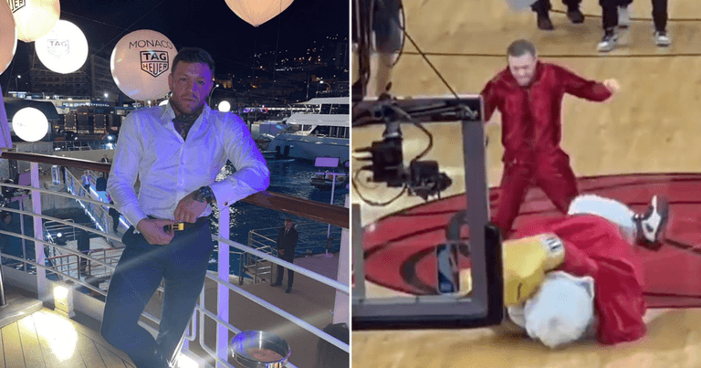 Conor McGregor hospitalises mascot following staged fight Conor McGregor hospitalises mascot following staged fight