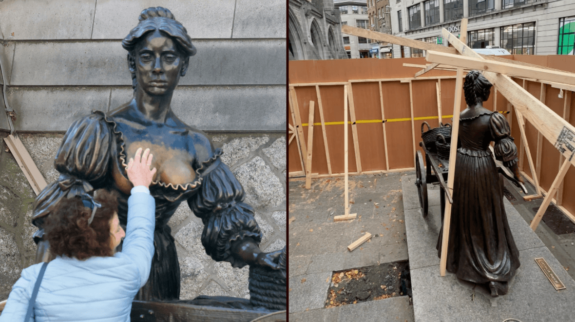 Molly Malone statue boarded up amid controversial touching debate